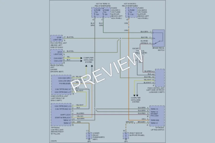 2008 Porsche 911 Shift Interlock wiring diagram preview