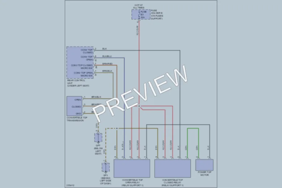 2008 Porsche Boxster Power Top Sunroof wiring diagram preview