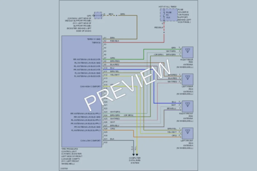 2008 Porsche Boxster Warning Systems wiring diagram preview