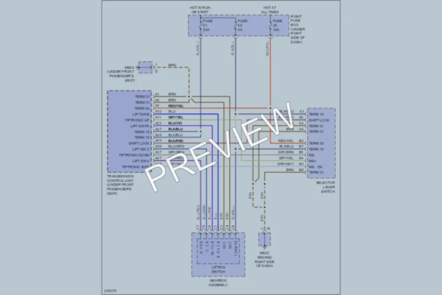 2008 Porsche Cayenne Shift Interlock wiring diagram preview