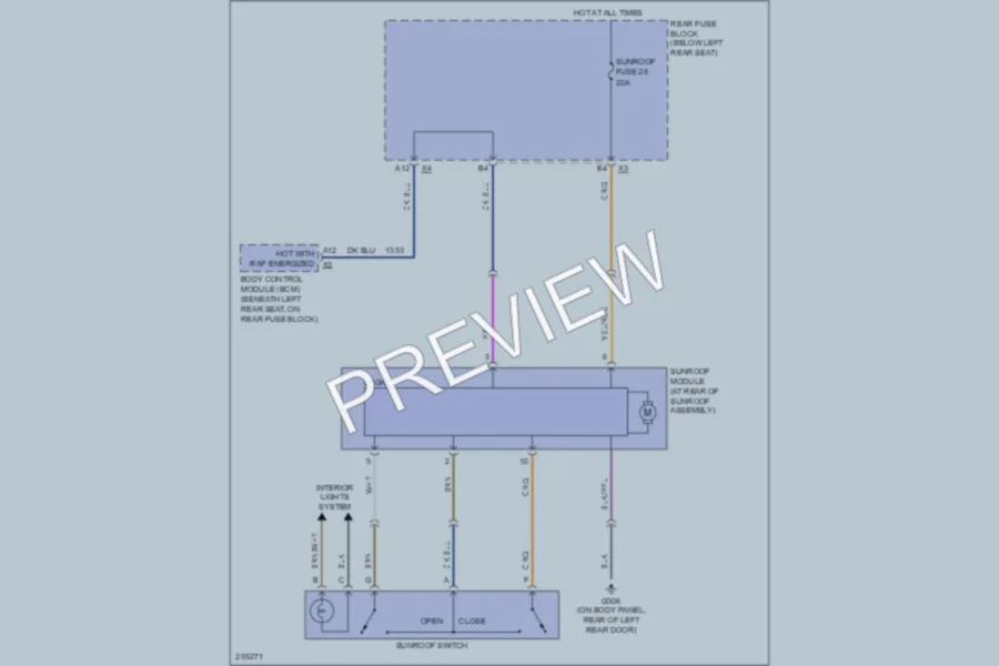 2008 Saab 97X Power Top Sunroof wiring diagram preview