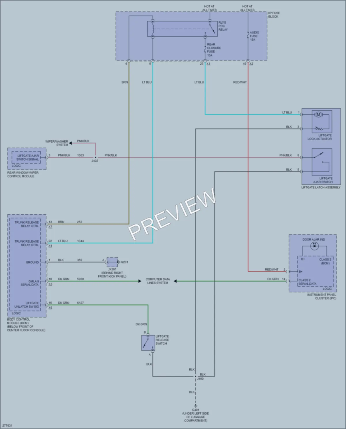 2008 Saturn VUE Trunk Tailgate Fuel Door wiring diagram preview