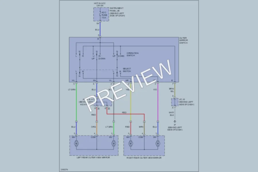 2008 Scion tC Power Mirrors wiring diagram preview