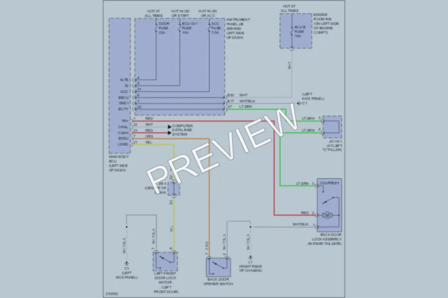 2008 Scion xB Trunk Tailgate Fuel Door wiring diagram preview
