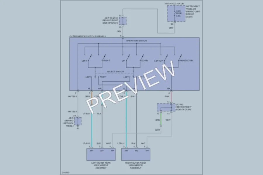 2008 Scion xD Power Mirrors wiring diagram preview