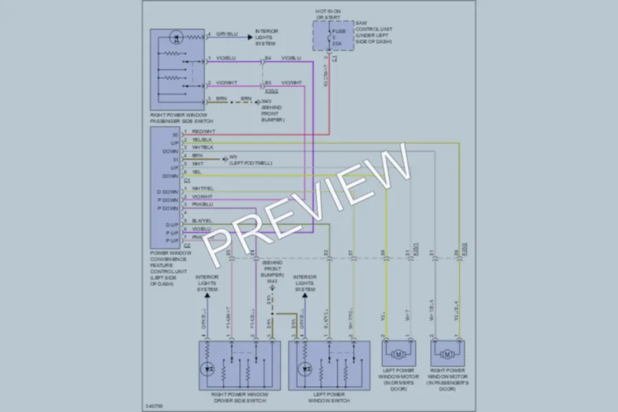 2008 Smart fortwo Power Windows wiring diagram preview