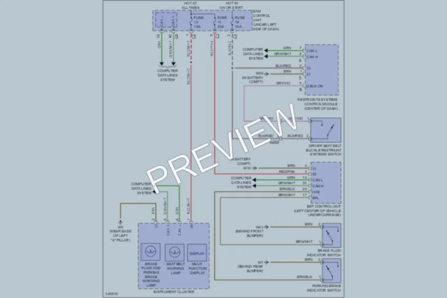 2008 Smart fortwo Warning Systems wiring diagram preview