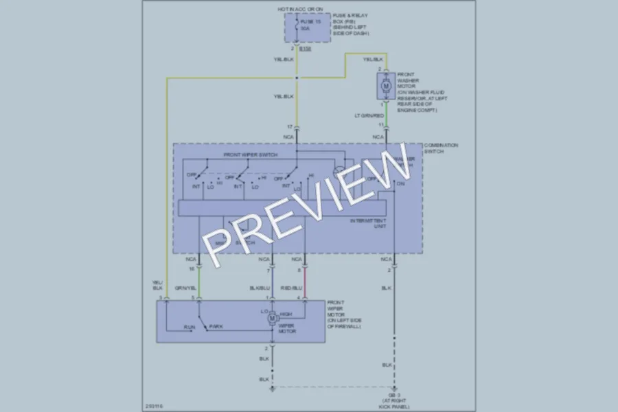 2008 Subaru Forester Wiper Washer wiring diagram preview