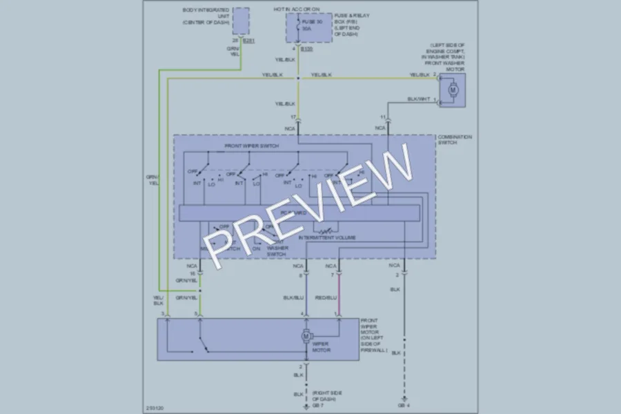2008 Subaru Outback Wiper Washer wiring diagram preview