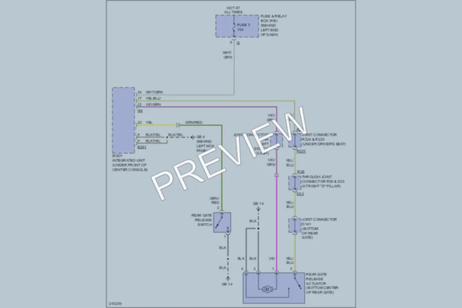 2008 Subaru Tribeca Trunk Tailgate Fuel Door wiring diagram preview