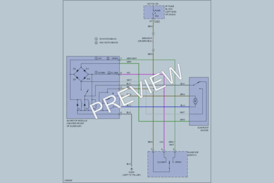 2008 Suzuki Reno Power Top Sunroof wiring diagram preview