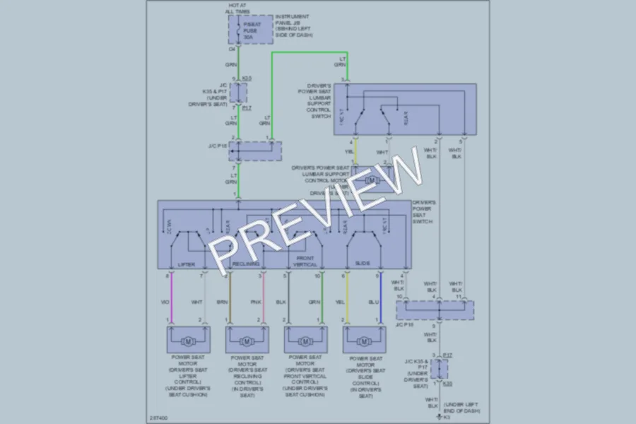 2008 Toyota Avalon Power Seats wiring diagram preview