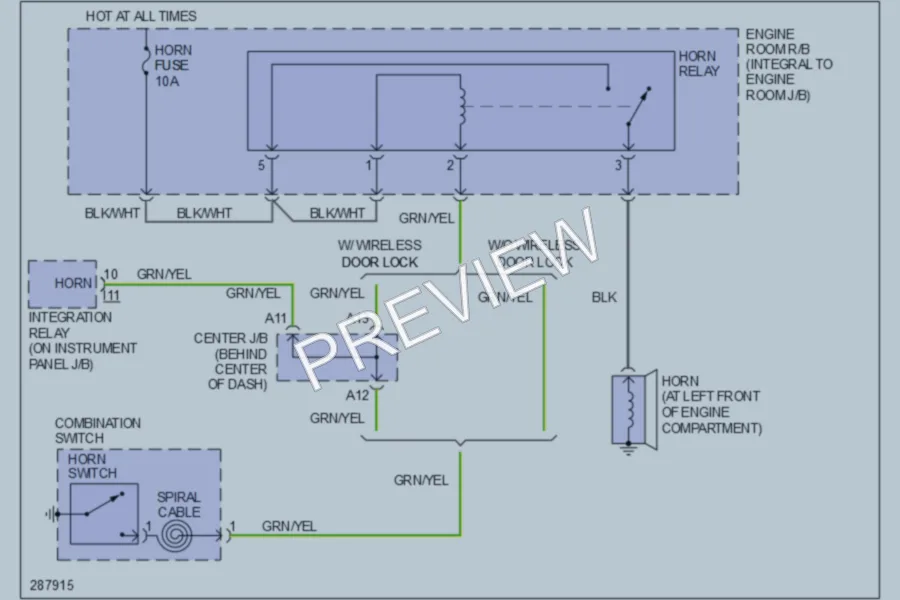 2008 Toyota Corolla Horn wiring diagram preview