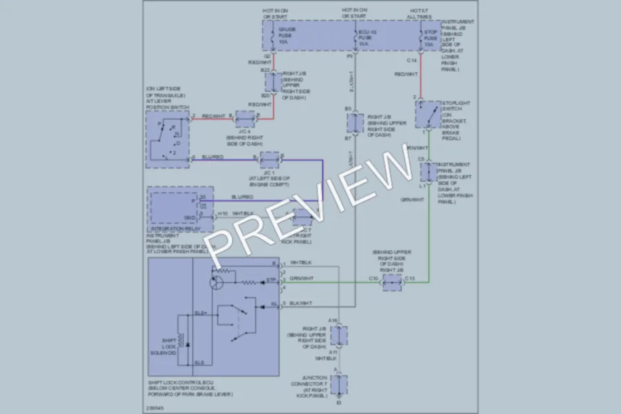 2008 Toyota Corolla Shift Interlock wiring diagram preview