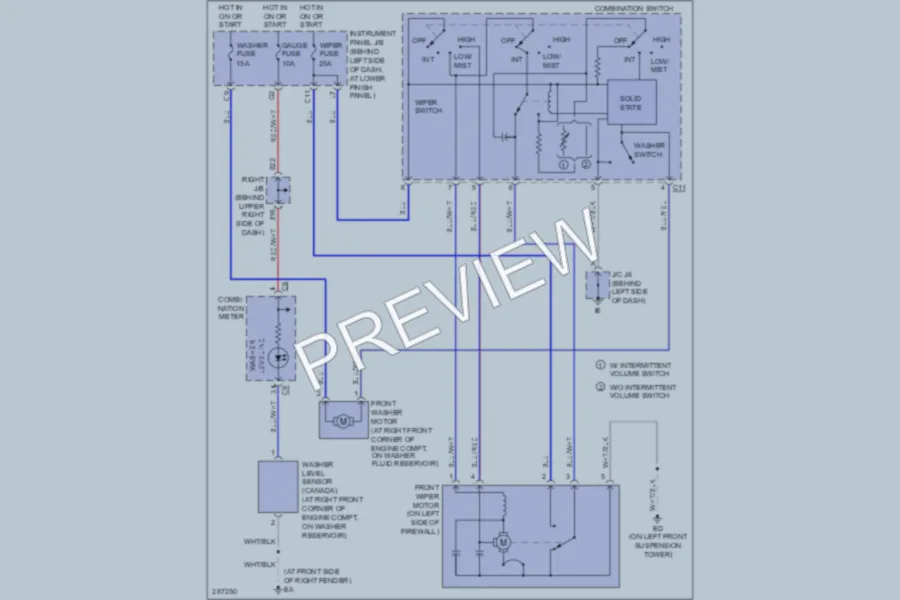 2008 Toyota Corolla Wiper Washer wiring diagram preview