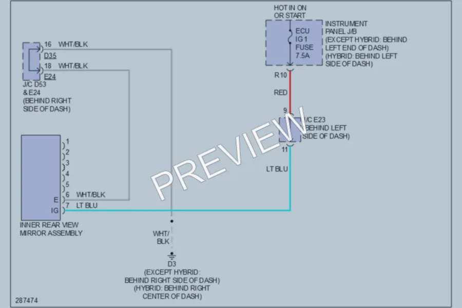 2008 Toyota Highlander Power Mirrors wiring diagram preview