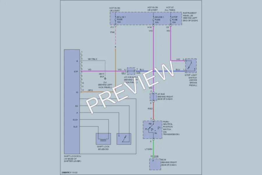 2008 Toyota HighlanderHybrid Shift Interlock wiring diagram preview