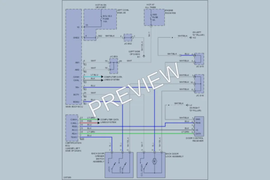 2008 Toyota LandCruiser Trunk Tailgate Fuel Door wiring diagram preview