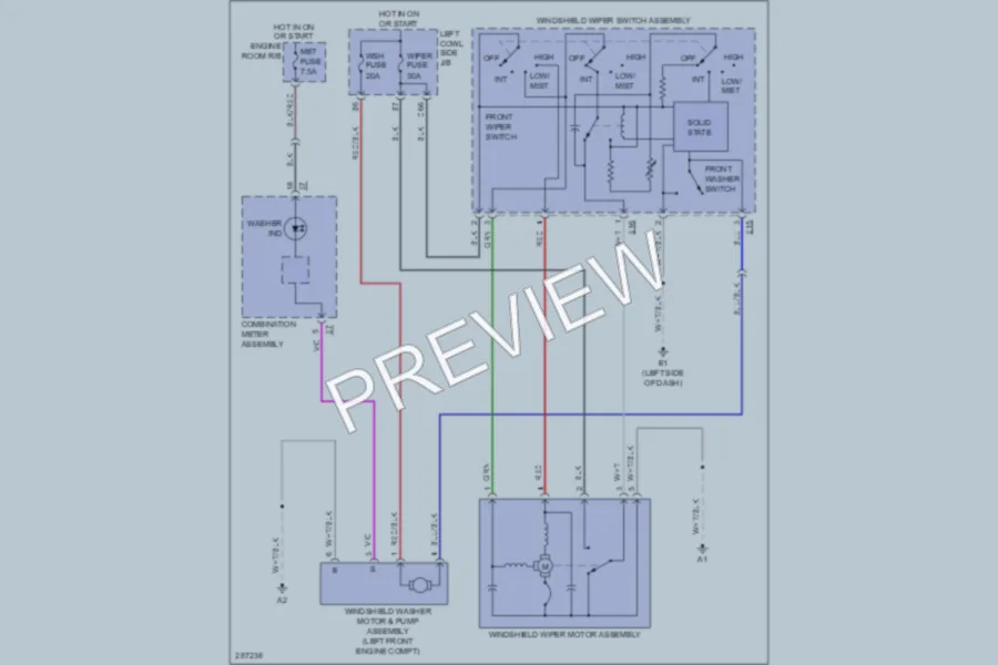 2008 Toyota LandCruiser Wiper Washer wiring diagram preview