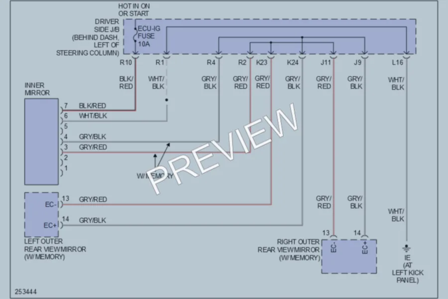 2008 Toyota Sienna Power Mirrors wiring diagram preview