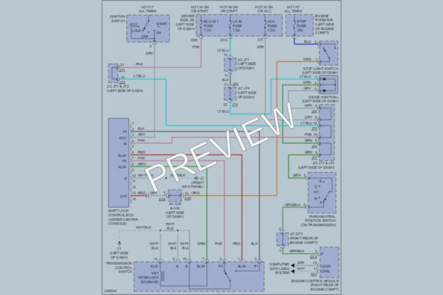 2008 Toyota Tundra Shift Interlock wiring diagram preview
