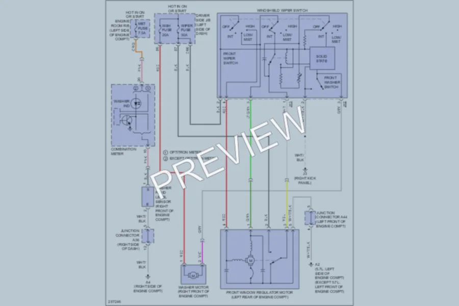 2008 Toyota Tundra Wiper Washer wiring diagram preview