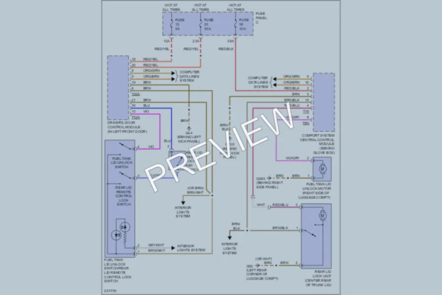 2008 Volkswagen Eos Trunk Tailgate Fuel Door wiring diagram preview