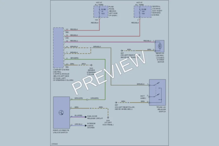 2008 Volkswagen NewBeetle Trunk Tailgate Fuel Door wiring diagram preview
