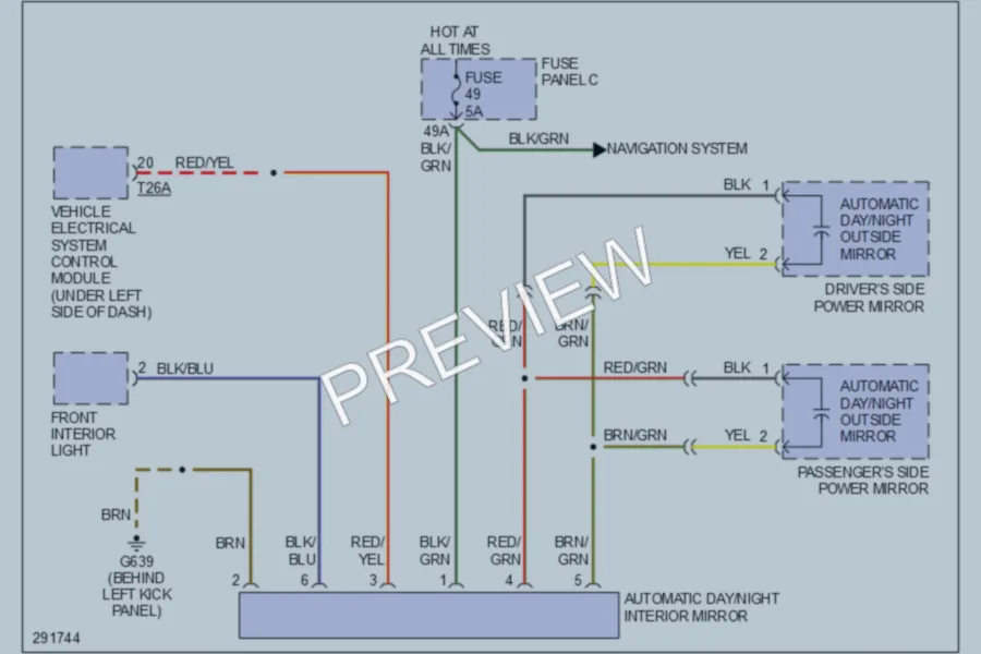 2008 Volkswagen Touareg Power Mirrors wiring diagram preview