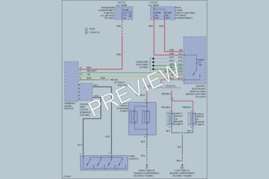 2008 Volvo V70 Horn wiring diagram preview
