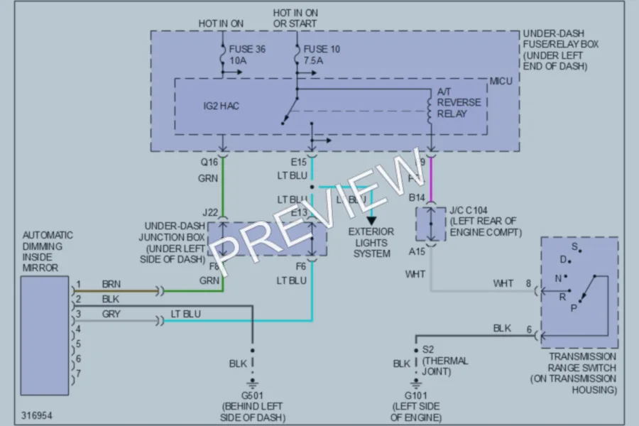 2009 Acura RDX Power Mirrors wiring diagram preview