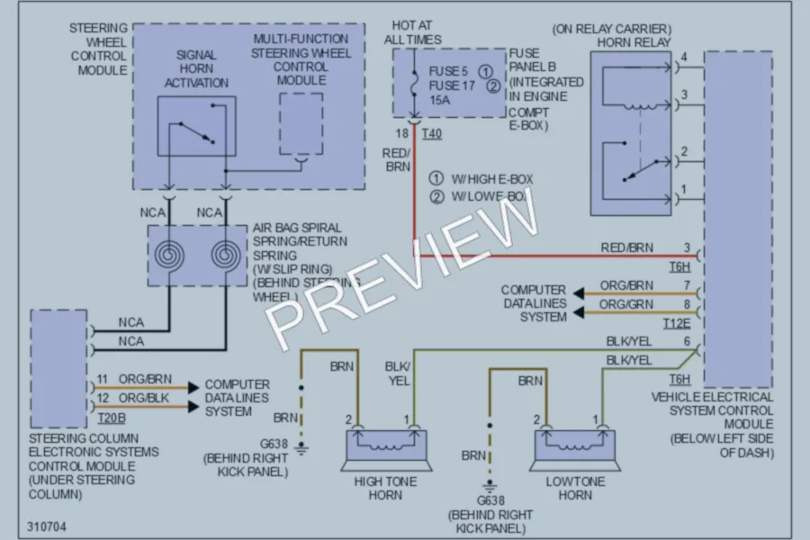 2009 Audi A3 Horn wiring diagram preview
