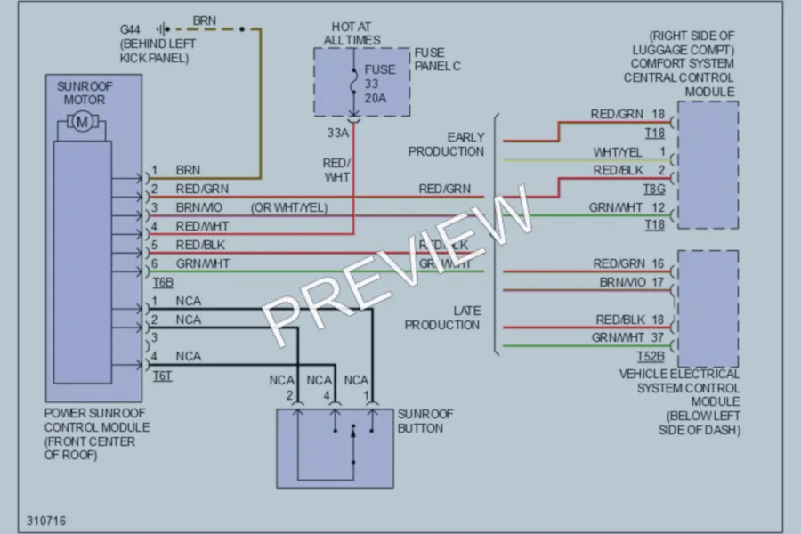 2009 Audi A3 Power Top Sunroof wiring diagram preview