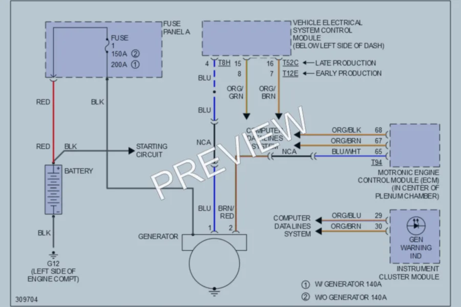 2009 Audi A3 Starting Charging wiring diagram preview