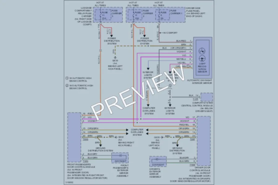 2009 Audi A4 Power Mirrors wiring diagram preview