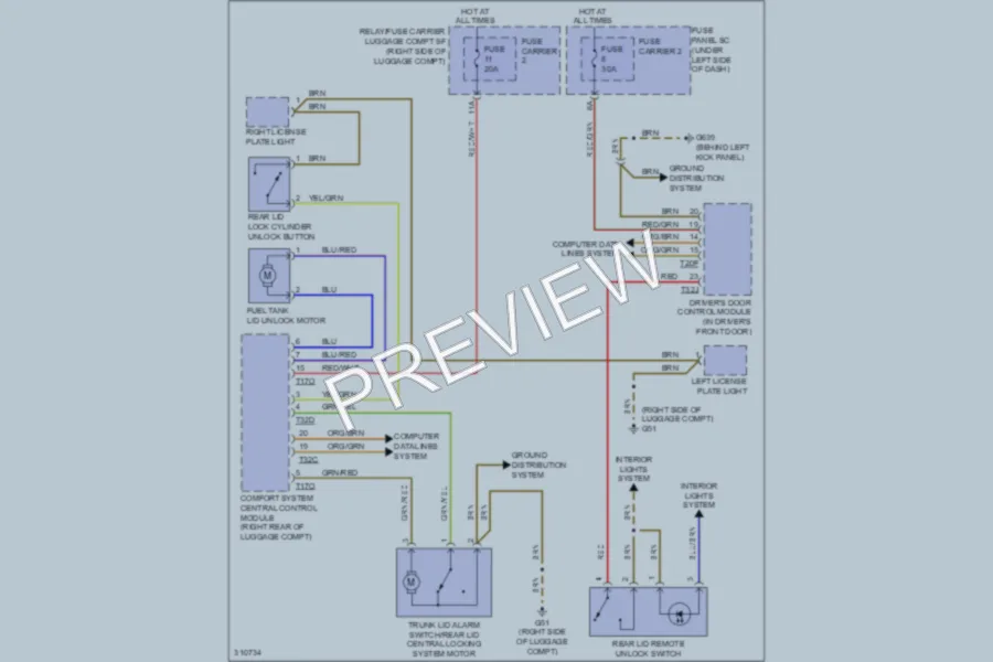 2009 Audi A5 Trunk Tailgate Fuel Door wiring diagram preview