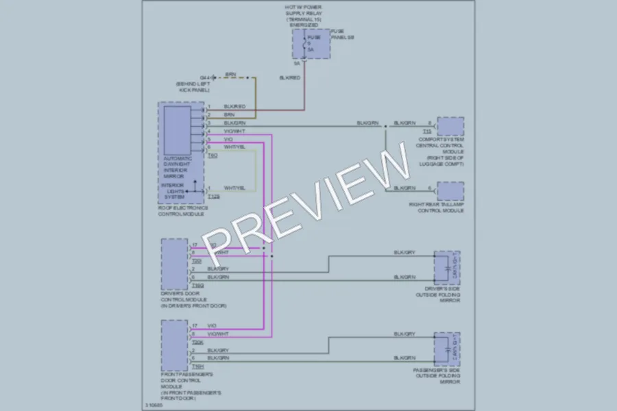 2009 Audi A6 Power Mirrors wiring diagram preview
