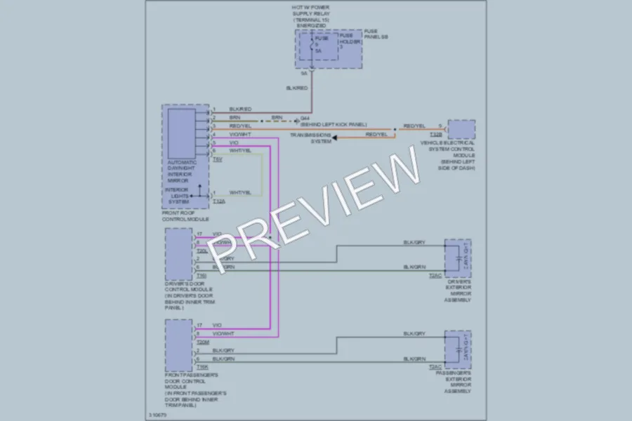 2009 Audi Q7 Power Mirrors wiring diagram preview