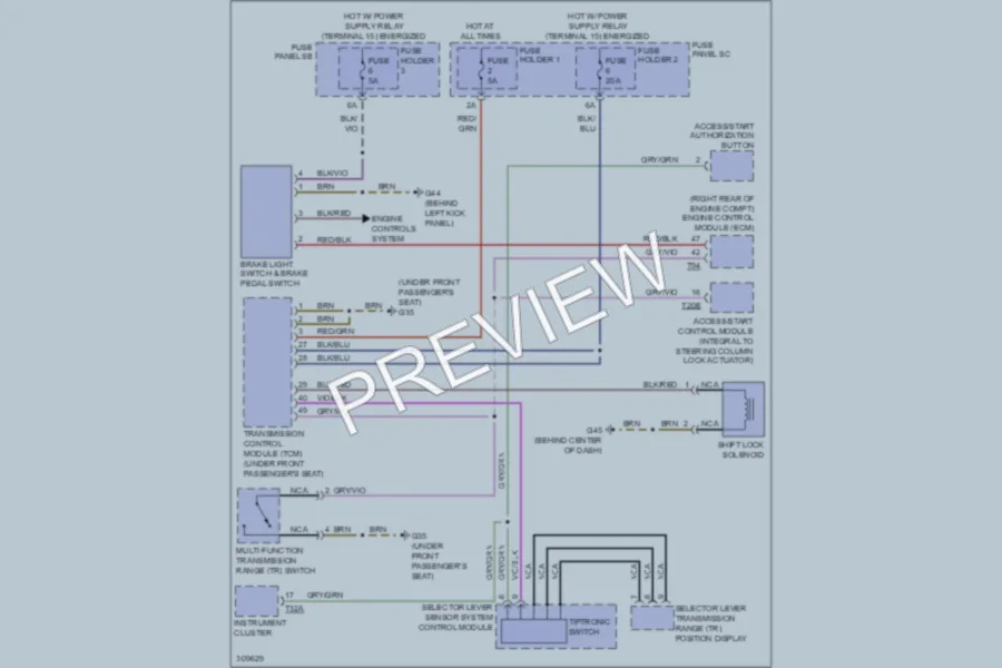 2009 Audi Q7 Shift Interlock wiring diagram preview
