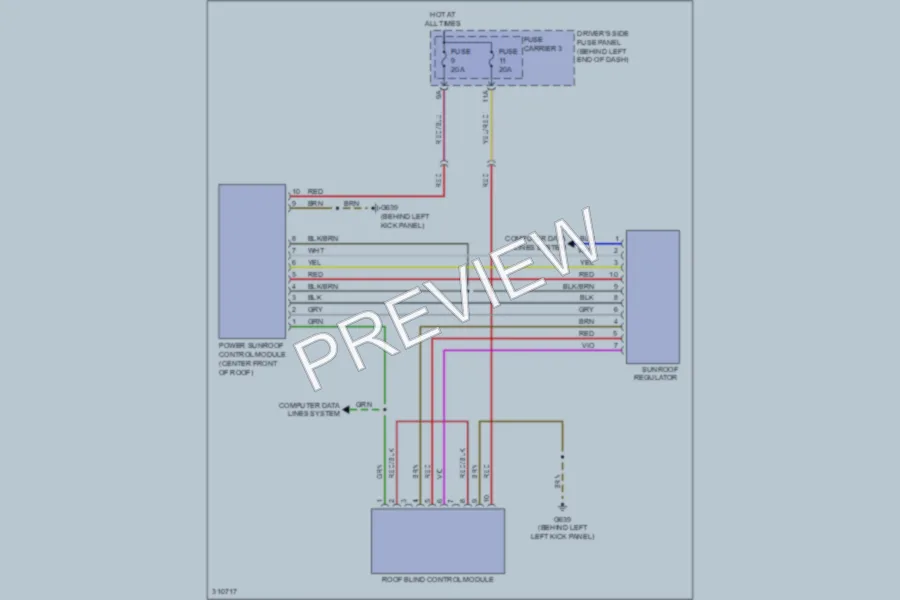 2009 Audi S4 Power Top Sunroof wiring diagram preview