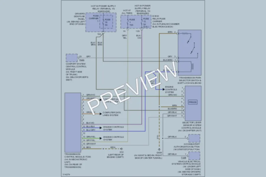 2009 Audi S4 Transmission wiring diagram preview
