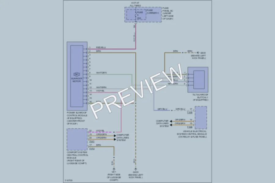 2009 Audi S5 Power Top Sunroof wiring diagram preview