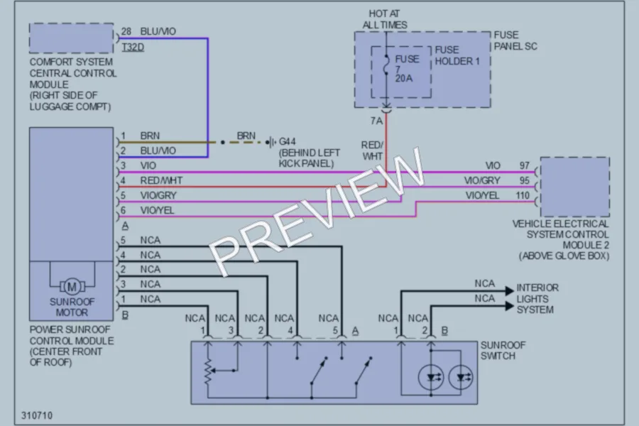 2009 Audi S6 Power Top Sunroof wiring diagram preview