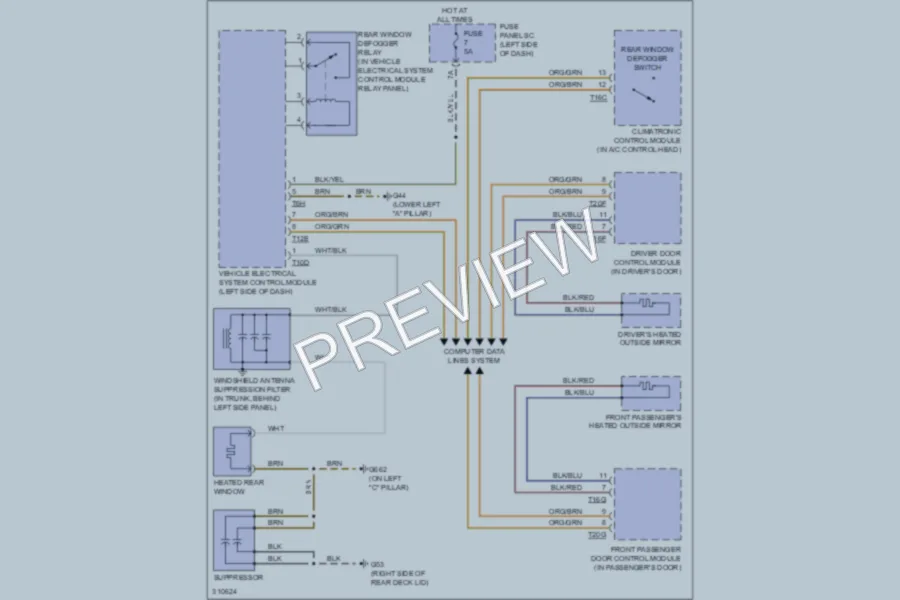 2009 Audi TT Defoggers wiring diagram preview