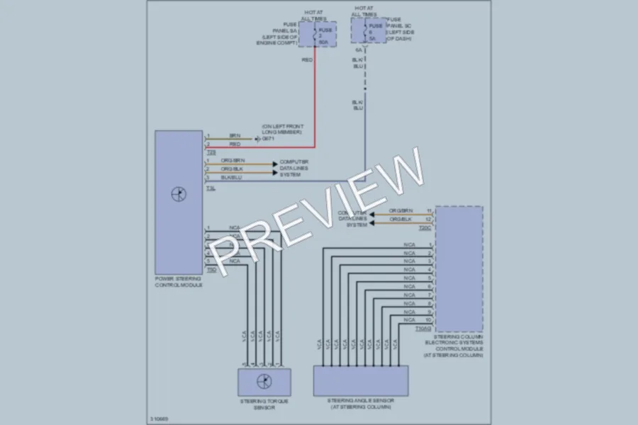 2009 Audi TT Electronic Power Steering wiring diagram preview