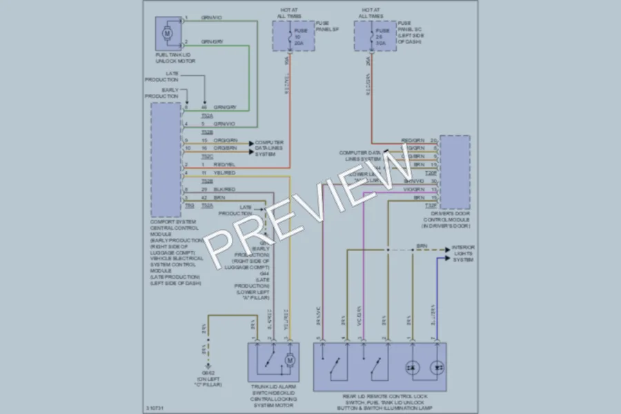 2009 Audi TTS Trunk Tailgate Fuel Door wiring diagram preview