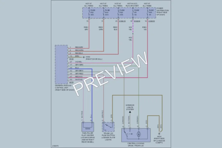 2009 BMW X3 Trunk Tailgate Fuel Door wiring diagram preview