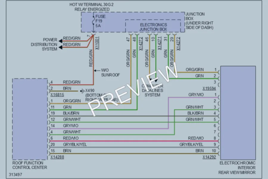 2009 BMW X5 Power Mirrors wiring diagram preview