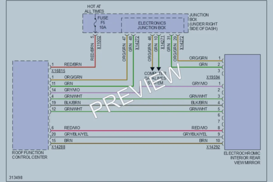 2009 BMW X6 Power Mirrors wiring diagram preview