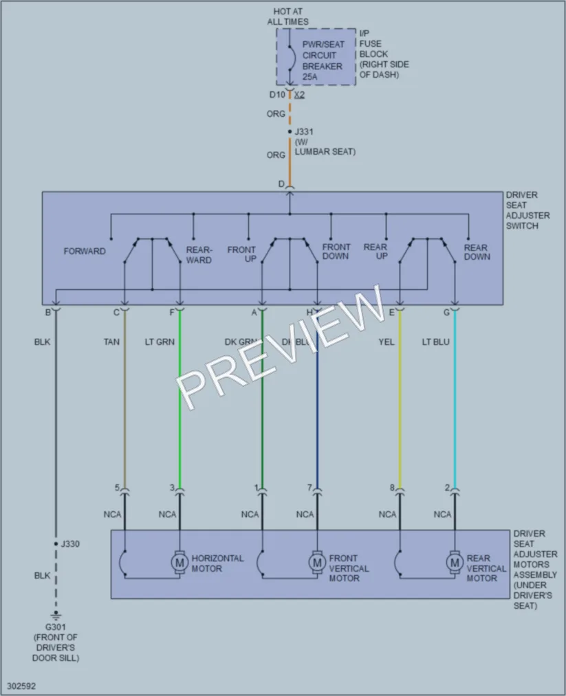 2009 Buick LaCrosse Power Seats wiring diagram preview